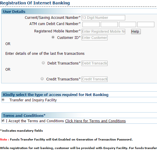Canara Bank Internet Banking Activation Form Online