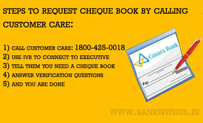 Request Canara Bank Cheque Book by Calling Customer Care