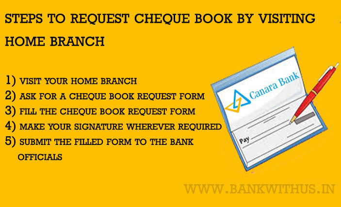 Request Canara Bank Cheque Book by Visiting Home Branch