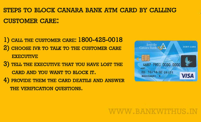 Block Canara Bank ATM Card by Calling the Customer Care