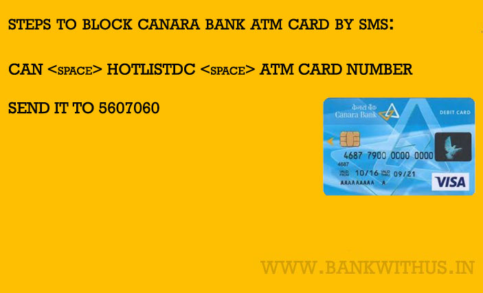 Block Canara Bank ATM Card by Sending SMS