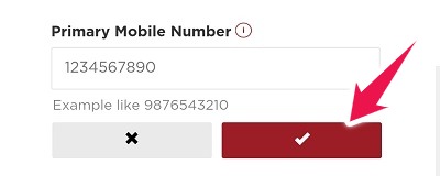 Enter new Primary Number in Mobile Banking