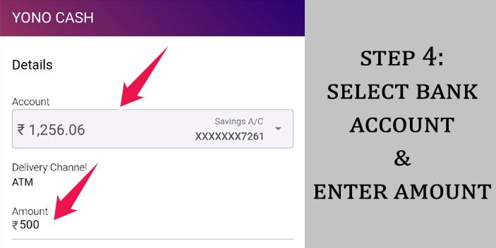 Select Bank Account and Enter Amount