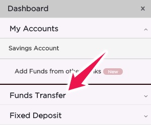 Click on Funds Transfer