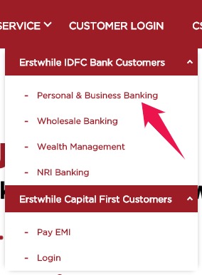 Click on Personal and Business Banking