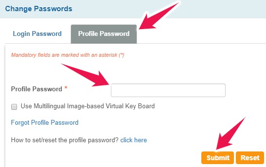 Click on Profile Password and Enter the Old one