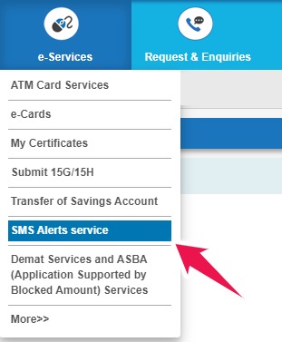 Click on SMS Alerts Service