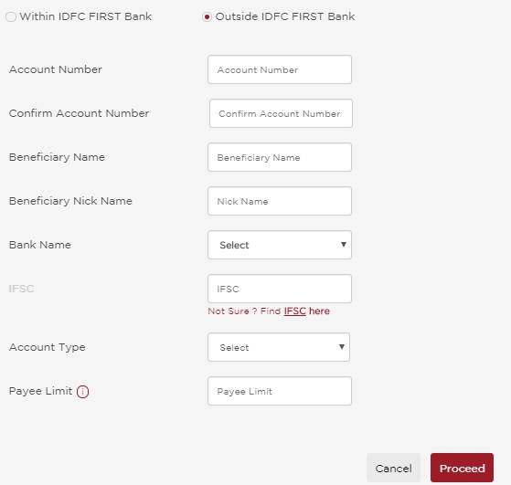 Enter the Beneficiary Details