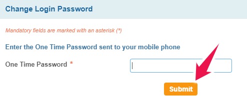 Enter the OTP to Change the Login Password