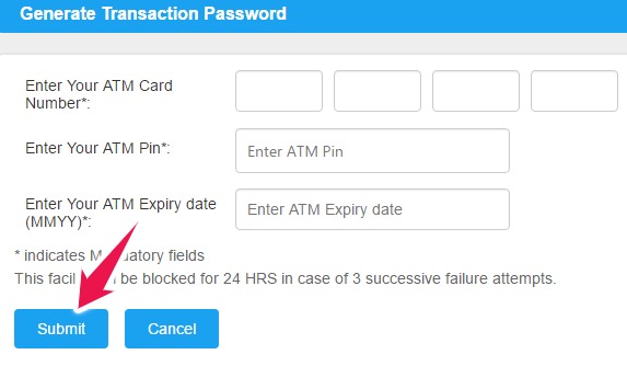 Transaction Password of Canara Bank Internet Banking