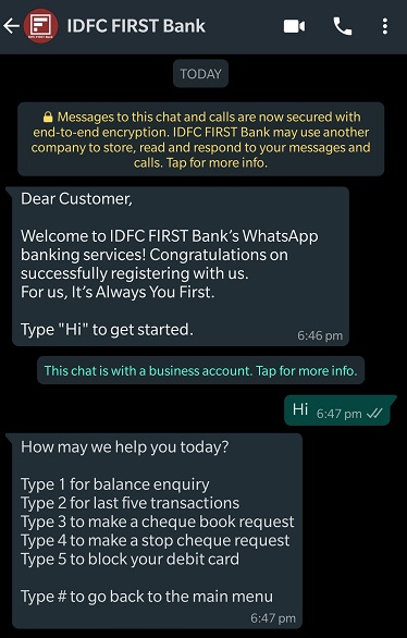 Message Hi on WhatsApp to Start Using