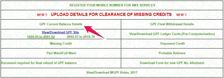 Click on GPF Current Balance Details