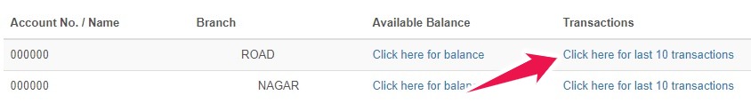 Click on "Click here for last 10 Transactions."