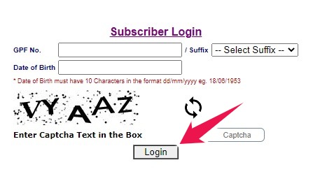 Tamil Nadu GPF Subscriber Login Page