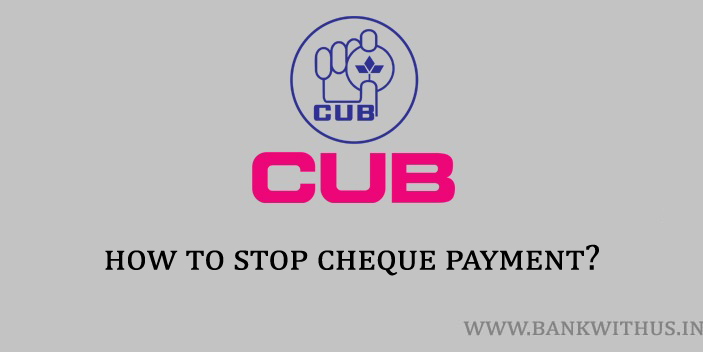 Stop Cheque Payment in City Union Bank