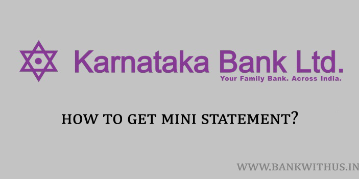 Karnataka Bank Mini Statement