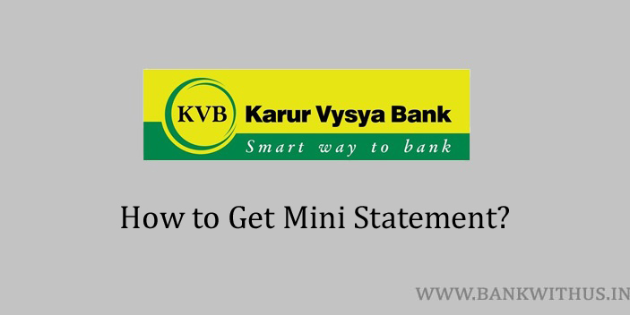 Karur Vysya Bank Mini Statement