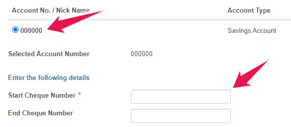 Select Bank Account Number and Enter Cheque Number