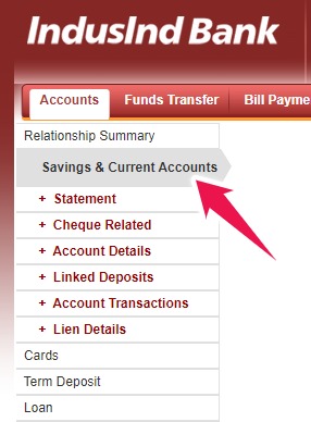 Click on Savings & Current Accounts