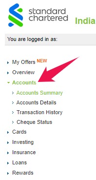 Click on "Accounts" in left sidebar
