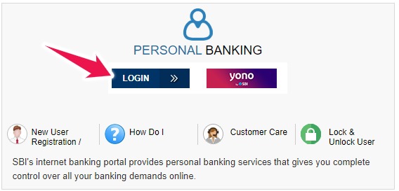 Click on the Login Button on SBI Online