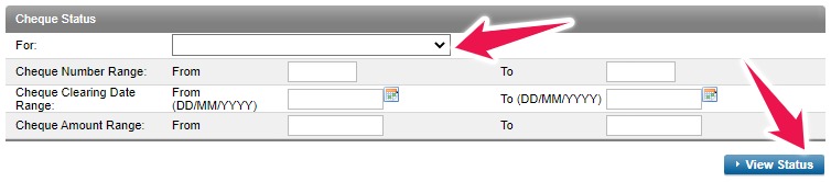 Enter your Cheque Details and Click on "View Status" button