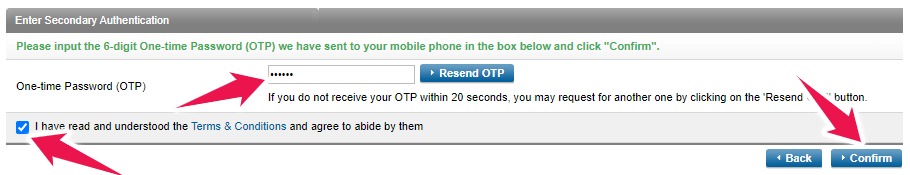 Enter the OTP and Click on the Confirm Button