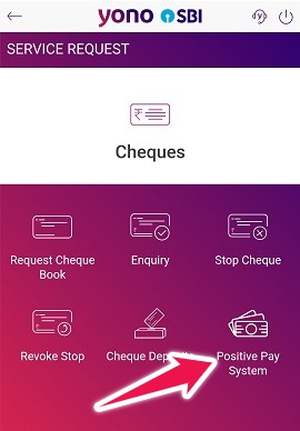 Tap on "Positive Pay" in YONO App