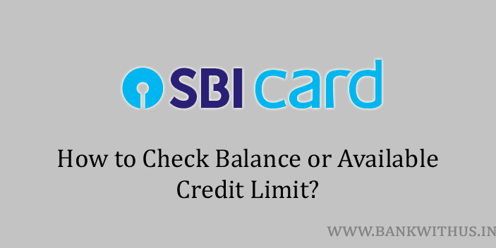 SBI Credit Card Balance Credit Limit