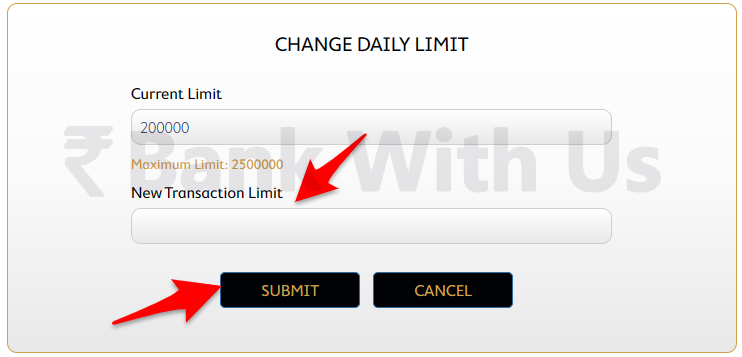 Enter new Daily Transaction Limit of SBM Account