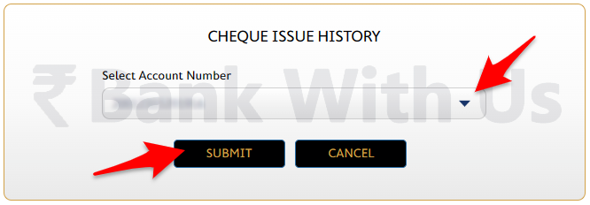 Select Account Number to View Cheque Issue History