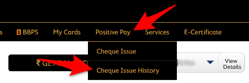 Select Cheque Issue History in SBM Bank Online