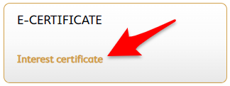 Locating "Interest Certificate" option within SBM Bank Internet Banking dashboard under "E-Certificates"