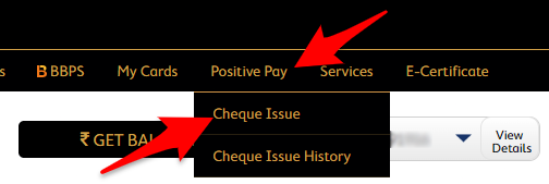 Select Positive Pay Option of SBM Bank Online